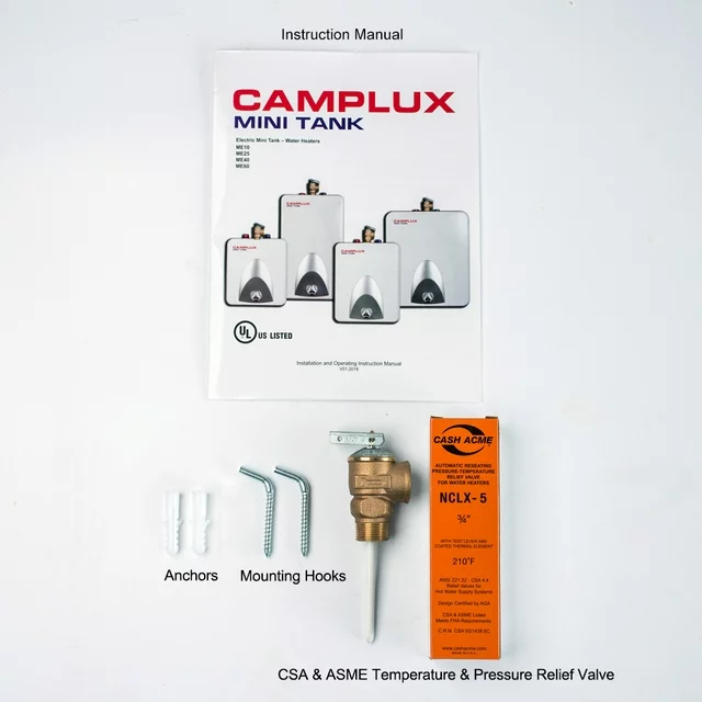 Camplux ME40N 4-Gallon Mini Tank Electric Water Heater with Cord Plug, 120 V