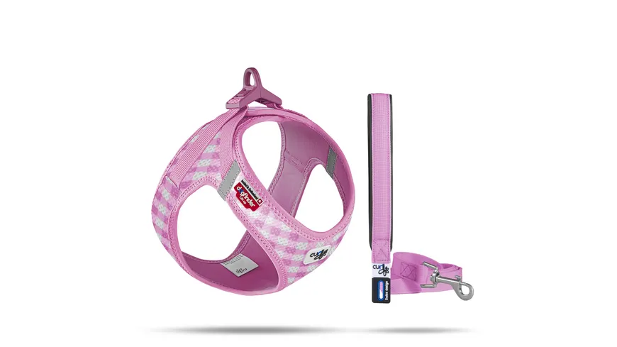 curli Clasp Vest Geschirr Puppy Set Pink-Caro XS