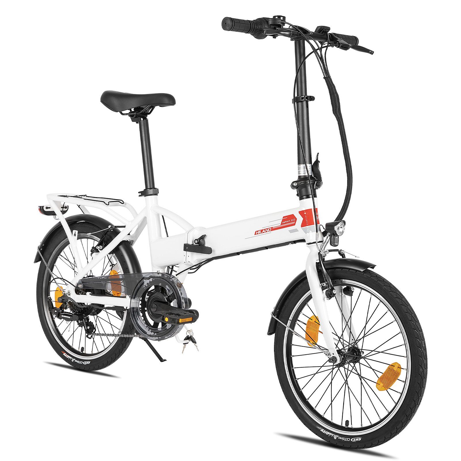 HILAND E-Bike 20 Zoll E-Klapprad Pedelec E-Faltrad Damen Herren, 6 Gang, Kettenschaltung, Heckmotor