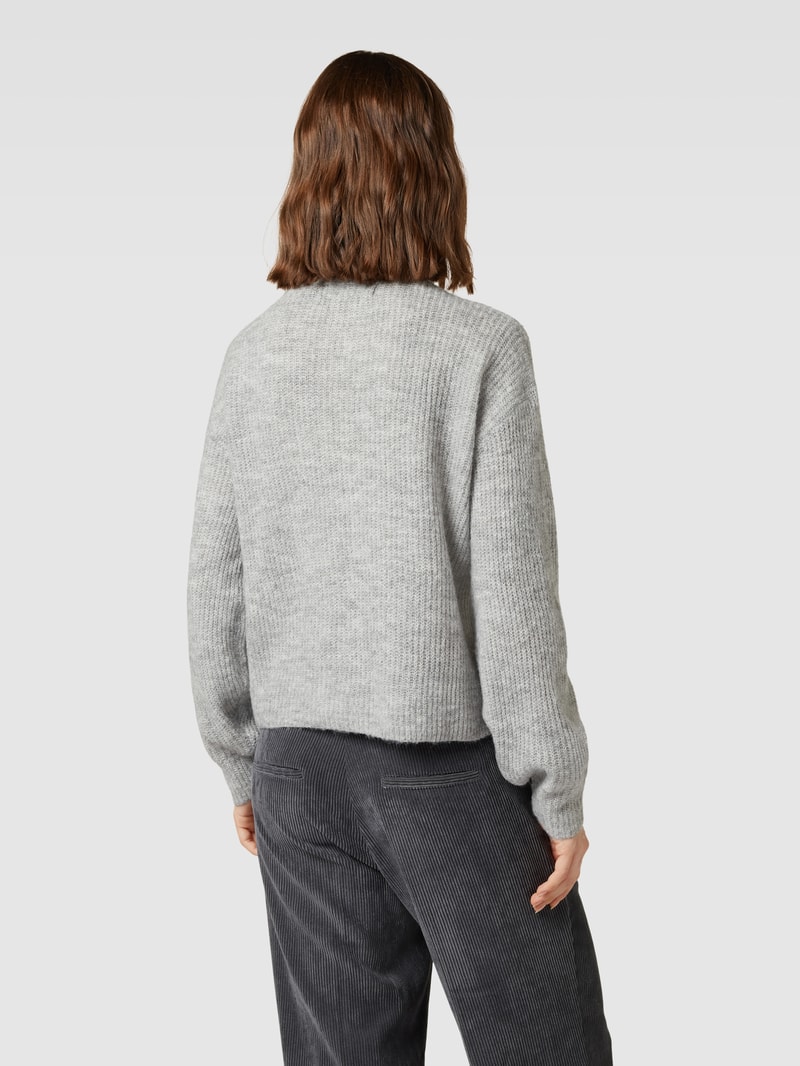 Strickpullover mit Troyer-Kragen Modell 'MILI' in mittelgrau