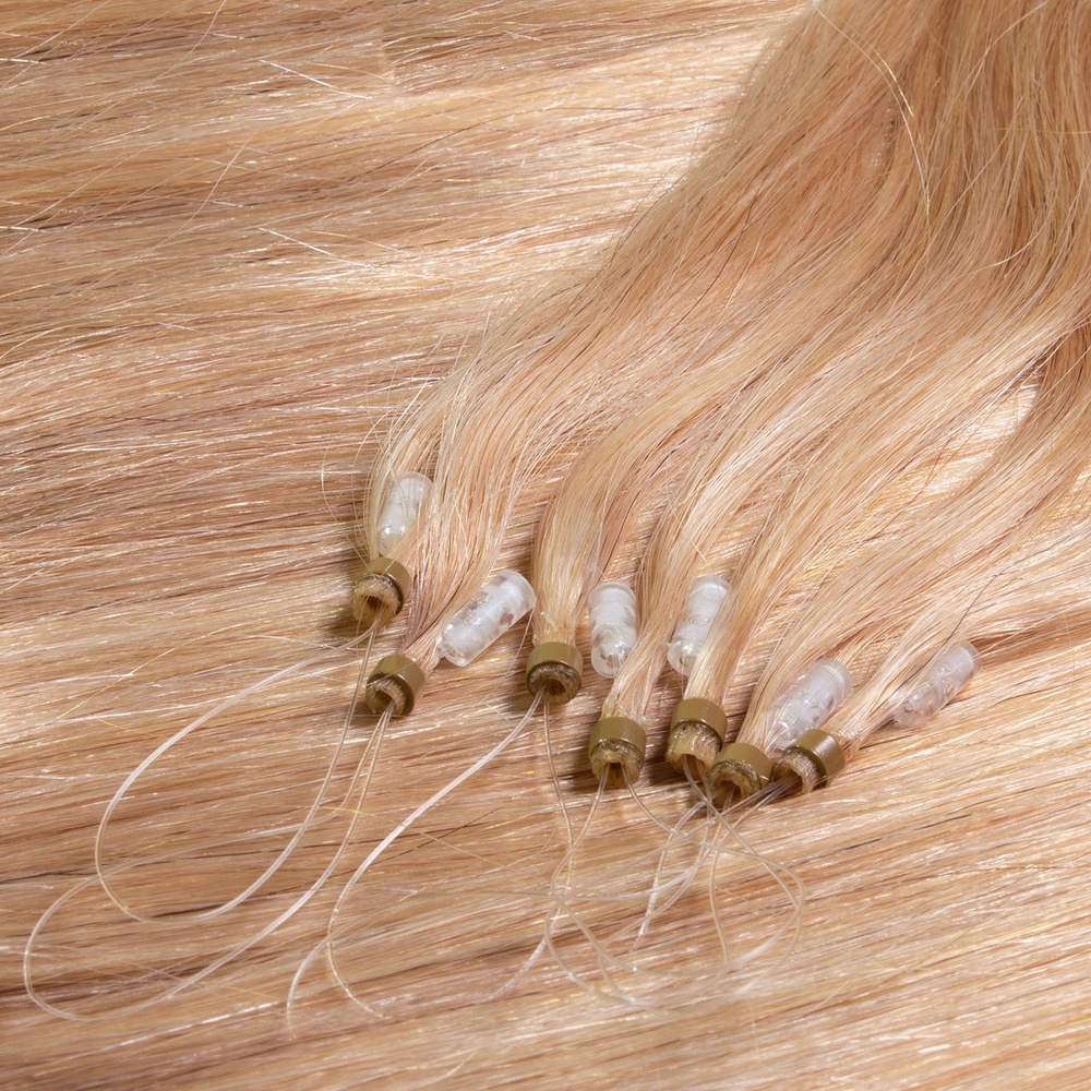 hair2heart Extensions à froid Microring Premium cheveux naturels #18 Noisette 0.5g extensions