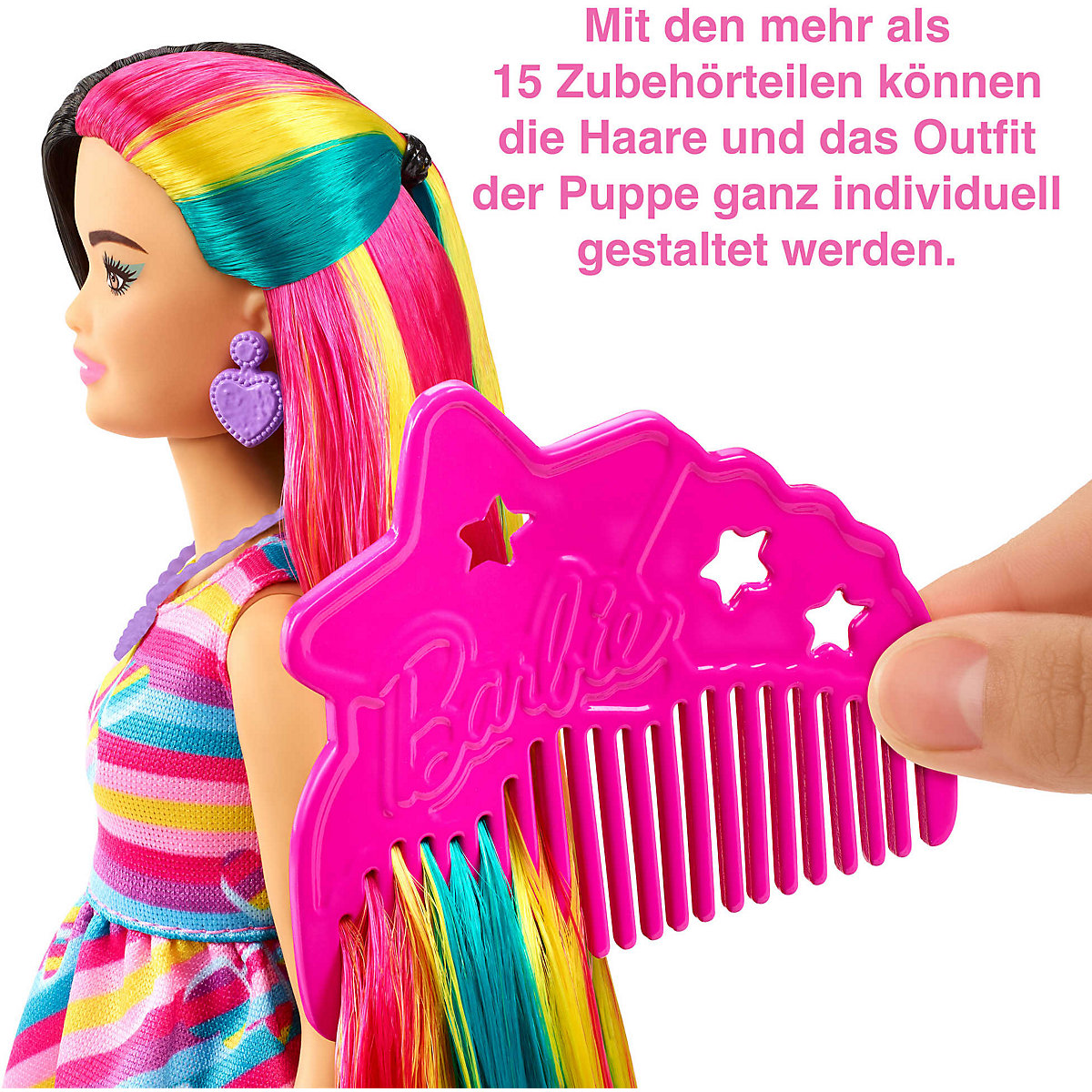 Barbie Totally Hair Puppe (schwarze/bunte Haare) inkl. Styling-Zubehör