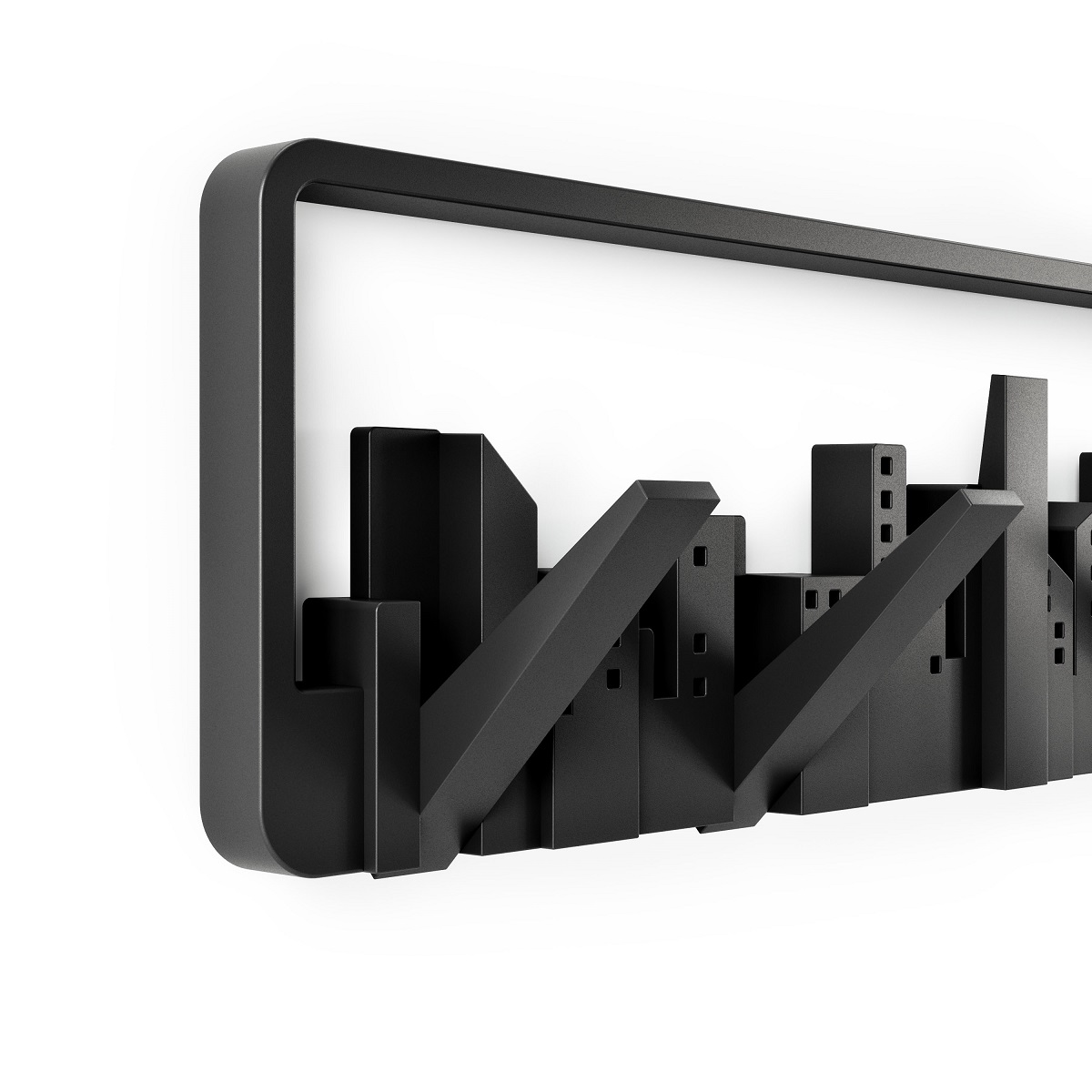 trends4cents Umbra Skyline Schwarz Garderobenhaken mit 5 beweglichen Haken Garderobenleiste aus Kunststoff
