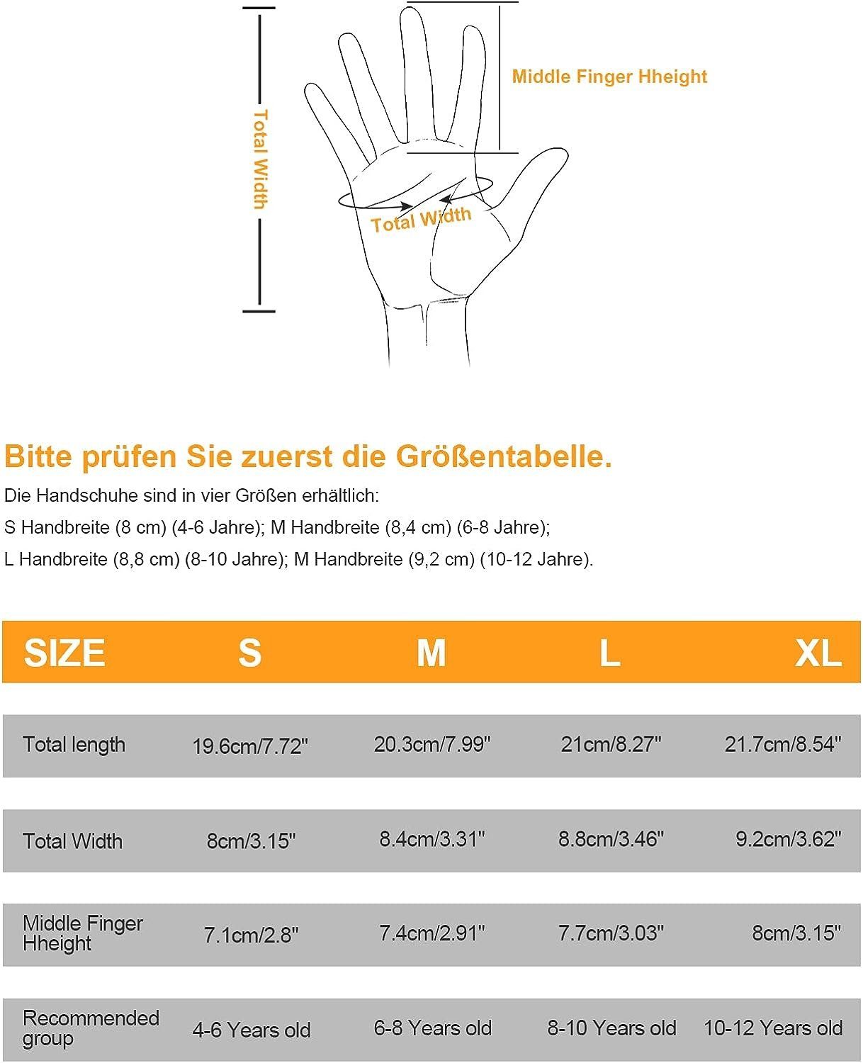 Anqier Fleecehandschuhe Handschuhe Kinder Winter, Warme Softshell Winterhandschuhe Touchscreen (Outdoor Sport Fahrradhandschuhe Für Jungen Mädchen, Kids Anti-Rutsch Winddicht Laufhandschuhe,Schwarz 4-12 Jahre)