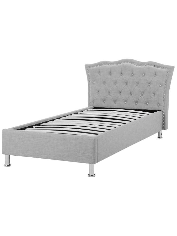 Beliani Einzelbett METZ in Grau/Silber - (W) 126 x (H) 102 x (L) 217 cm günstig kaufen onesize