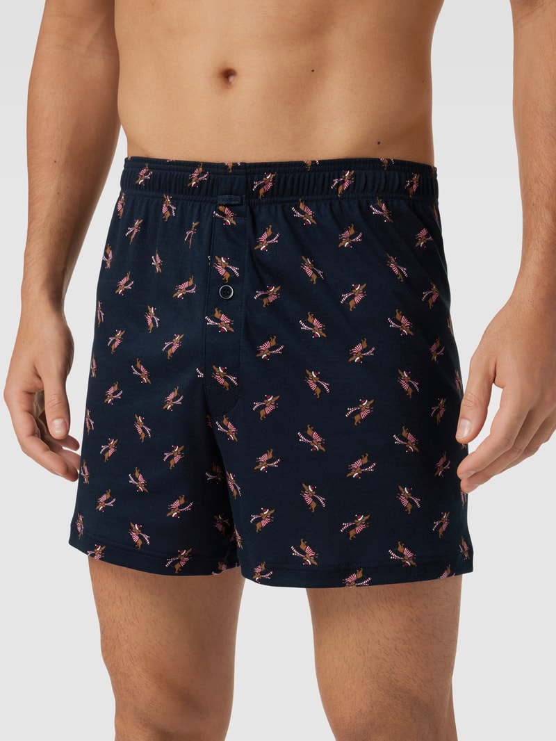 Boxershorts mit Allover-Muster in dunkelblau