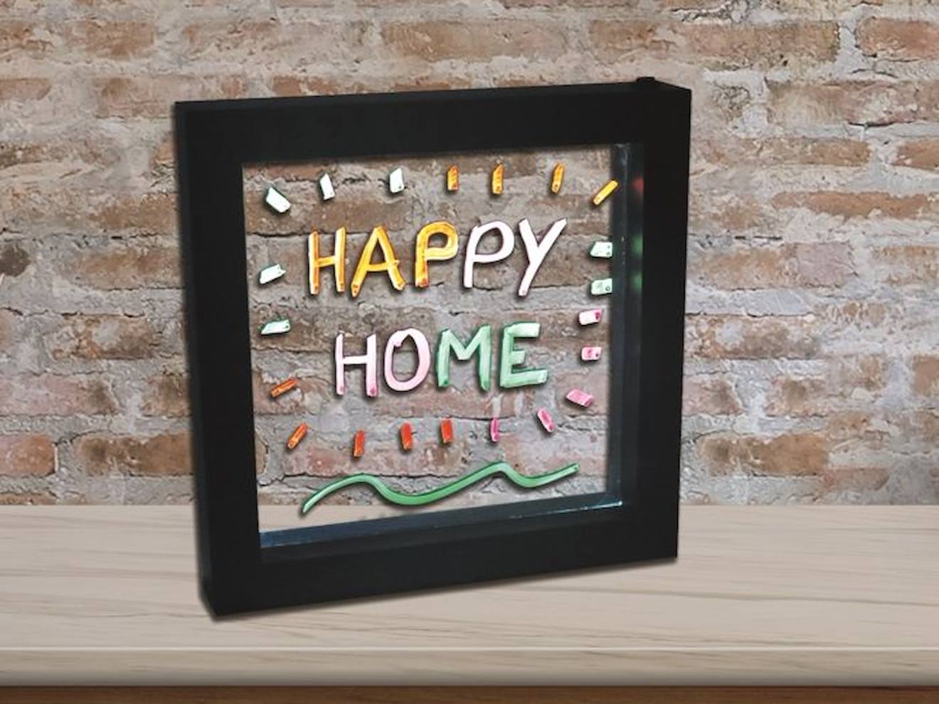 Cadre Lumineux Personnalisable avec 3 feutres Néon pour écrire et dessiner noir