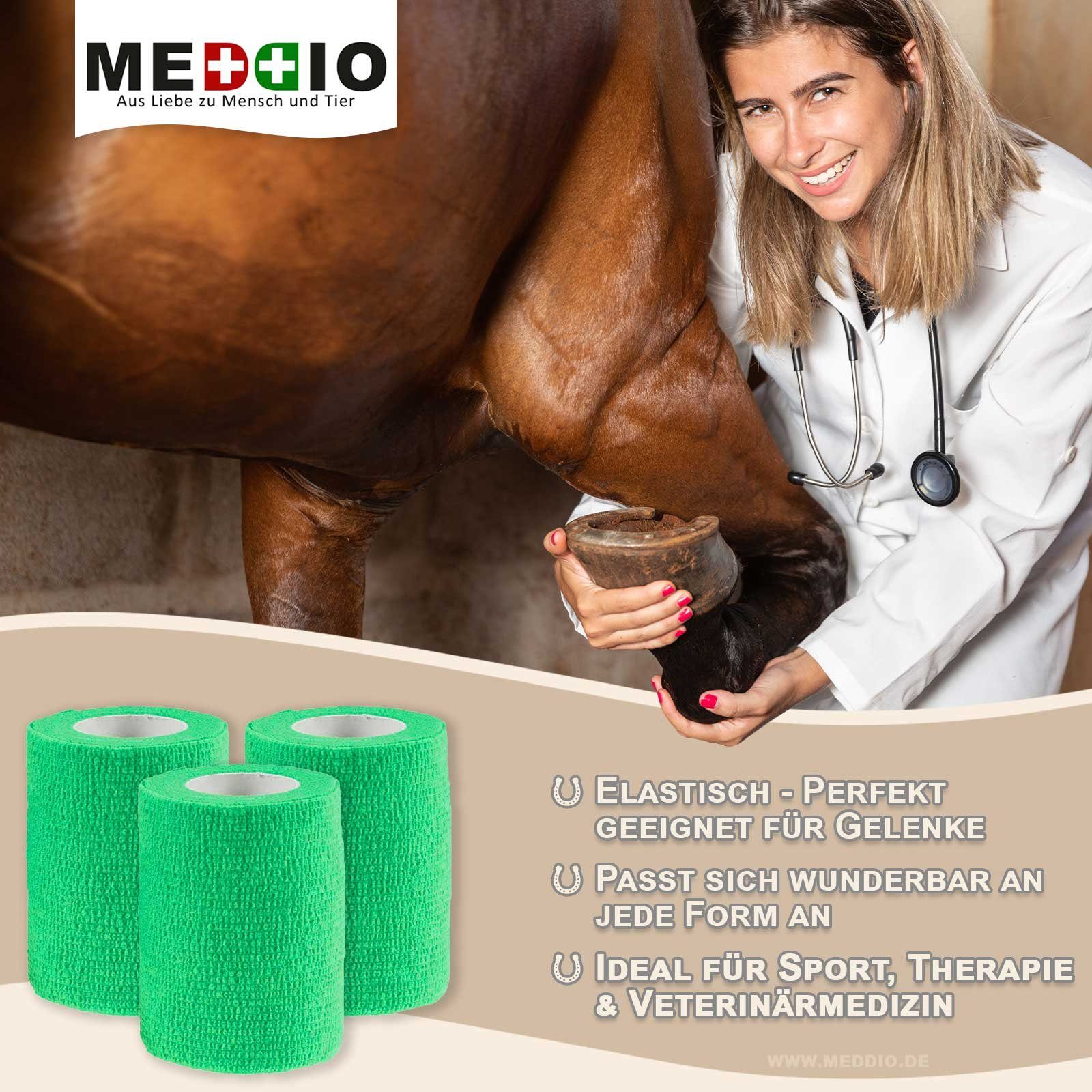 meDDio Pferdebandage 1 Haftbandage Selbsthaftende Bandage / Fixierbinde 7,5cm light green