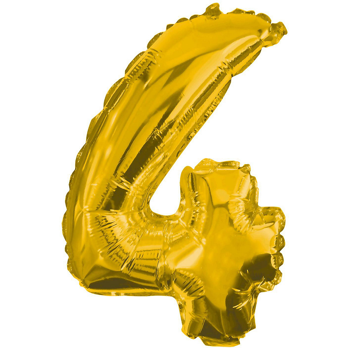 Folienballon Zahl 4 gold, 85 cm, inkl. Pustehalm