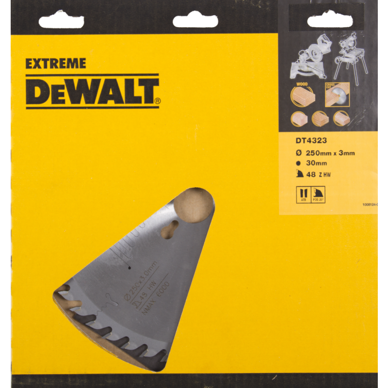DeWalt Zubehör DT4323-QZ DT4323 HM Sägeblatt 250 x 30 x 48T austauschbare Zähne, positive 10°