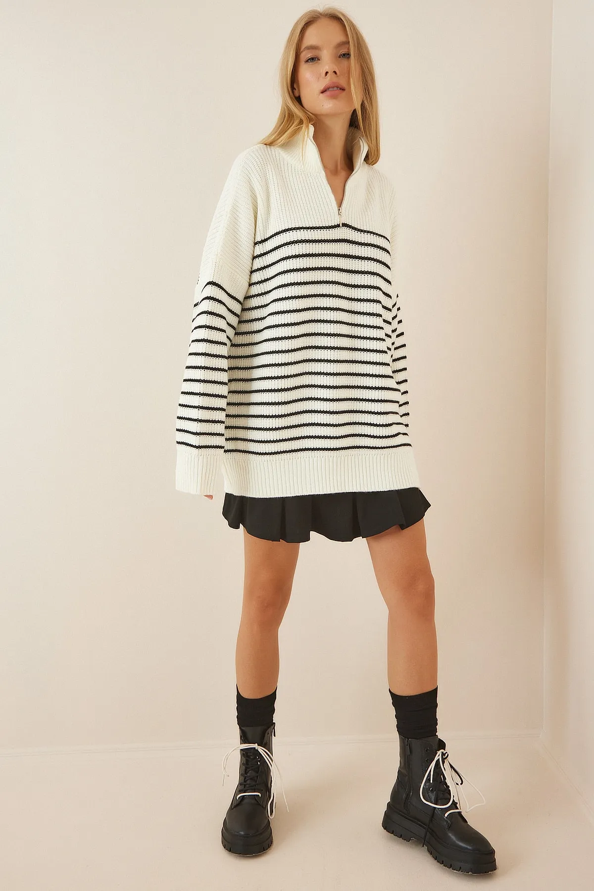 Happiness İstanbul  Pullover - Ecru - Regular Fit