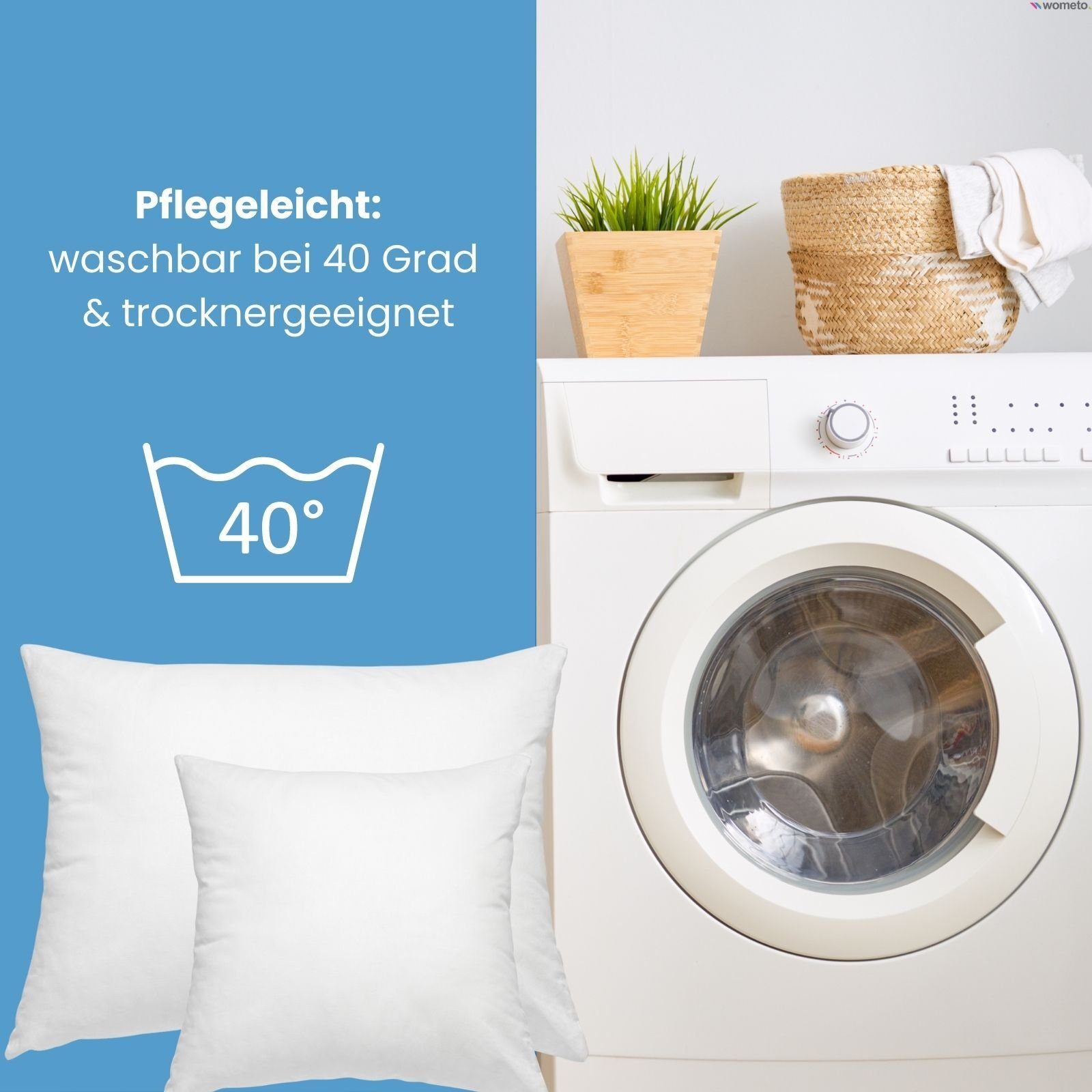 Federkissen Home, in über 10 Größen, wometo, Füllung: Federn, einzeln, Kissenfüllung mit Bezug aus Baumwolle und Füllung aus 100% Federn