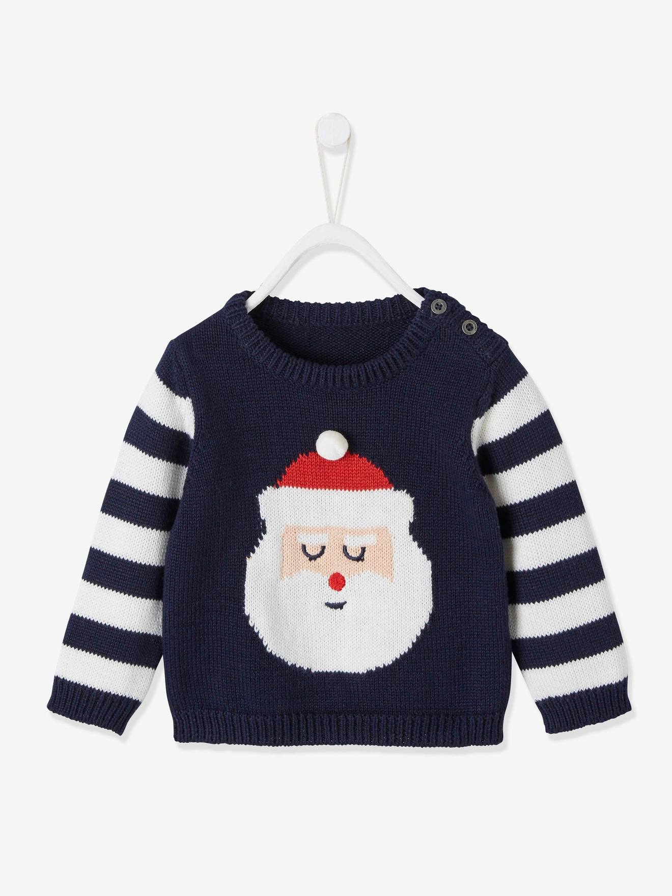 Vertbaudet Baby Pullover, Weihnachtsmann Oeko-Tex - nachtblau