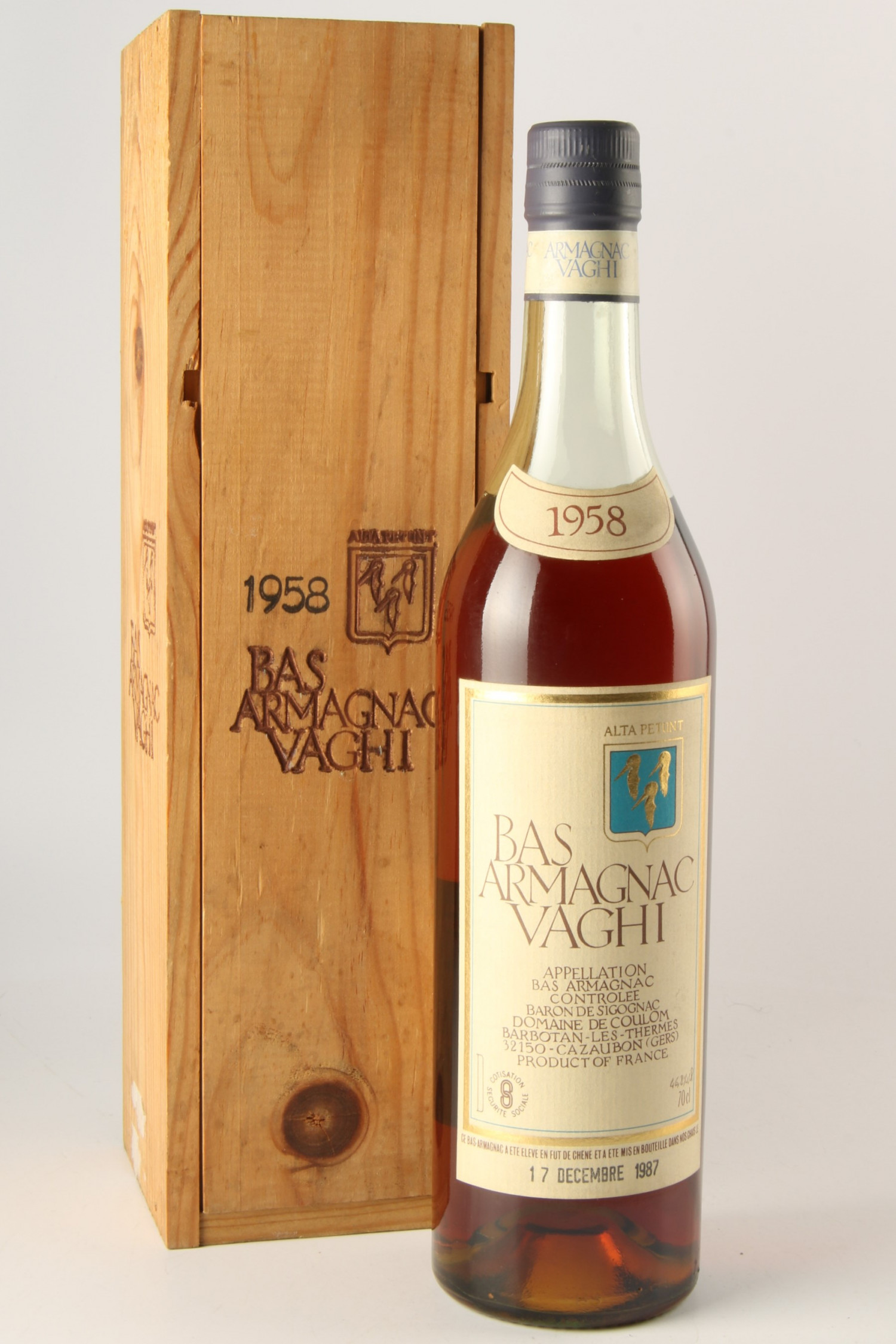 Vin 1958 VAGHI Bas Armagnac 1958, Armagnac. Vin ancien - SoDivin