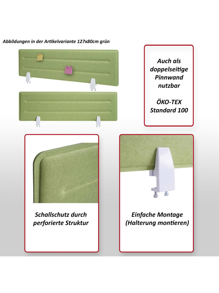 MCW Tischtrennwand G76, 100x30cm grau günstig kaufen onesize