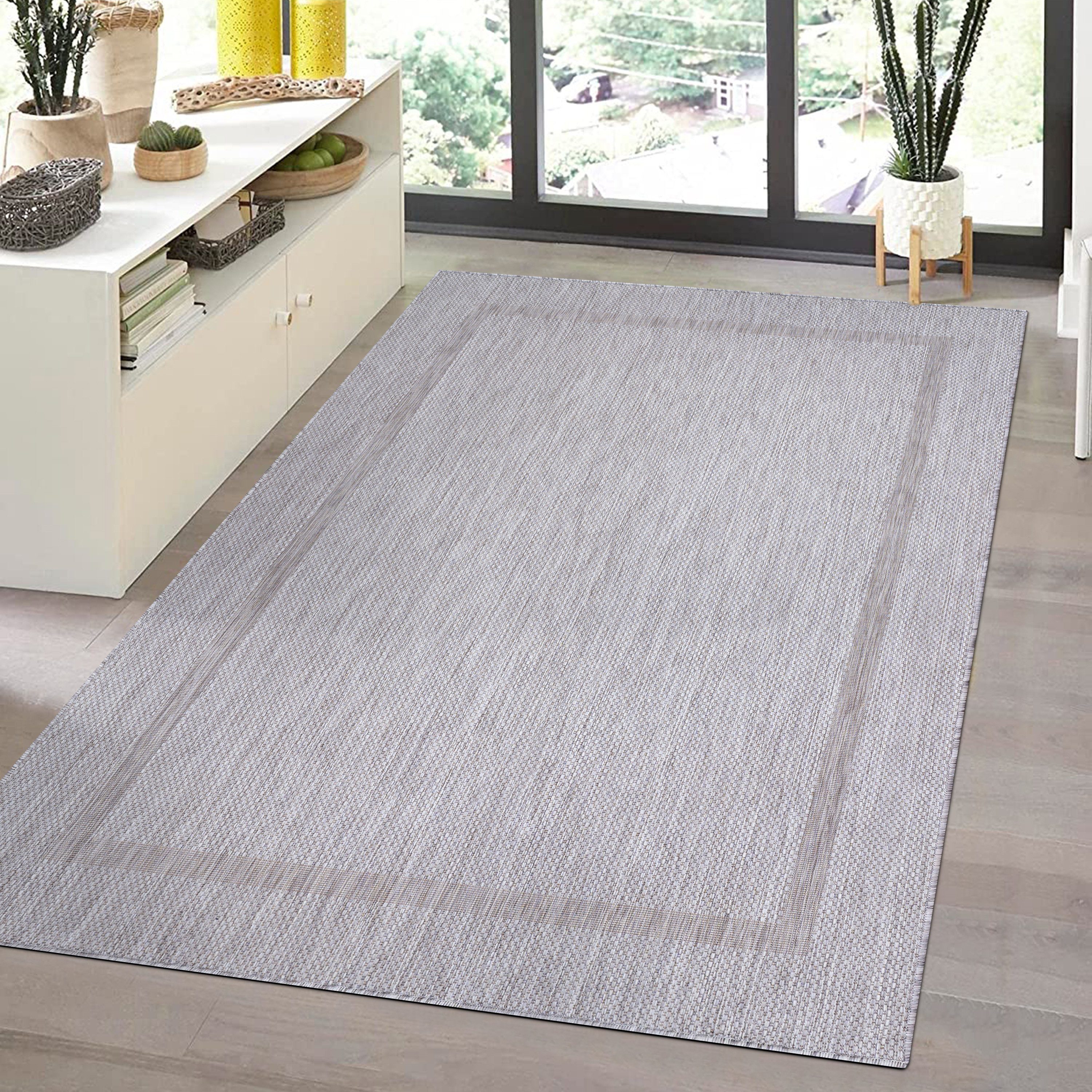 Teppich Trendy In- und Outdoorteppich Flachflor Kurzflor, Angeycasa, rechteckig, Höhe: 4 mm, Terasse, Garten, Bad, Balkon, Wohnzimmer, Küche, Flur