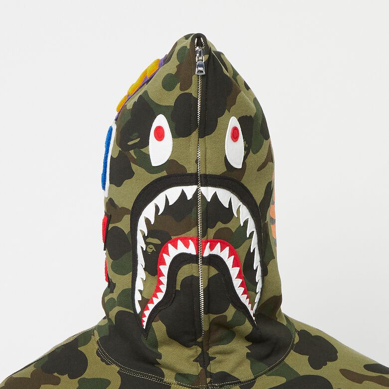 A Bathing Ape 1ST Camo Shark Full Zip Hoodie green