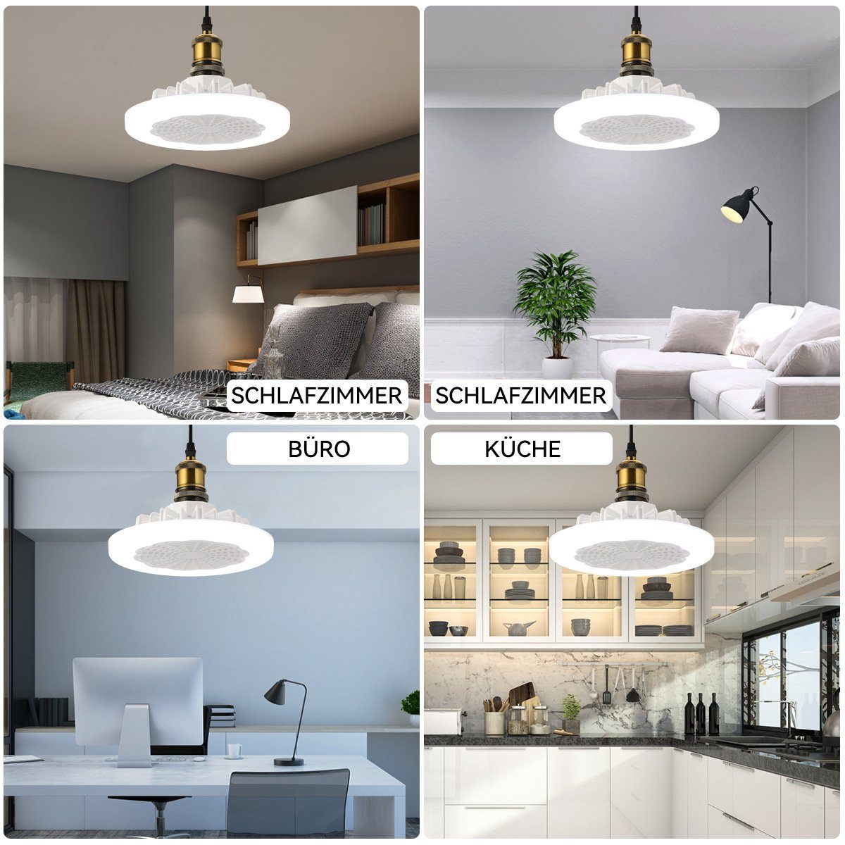 iscooter Deckenventilator LED Deckenleuchte 30W Deckenventilator, Fernbedienung, 3-stufiger, 26cm,Dimmbar mit Fernbedienung, Leuchte/ Ventilator getrennt schaltbar
