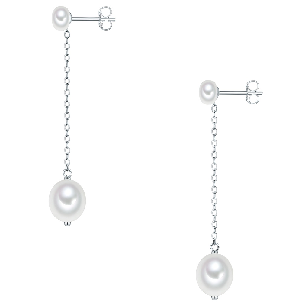 Valero Pearls Puce d'oreille en perle Argent sterling Perle de culture d'eau douce en Argent Boucles d'oreilles