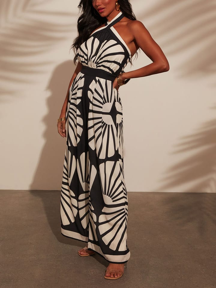Milan Kiss Jumpsuit in Schwarz/ Creme günstig kaufen