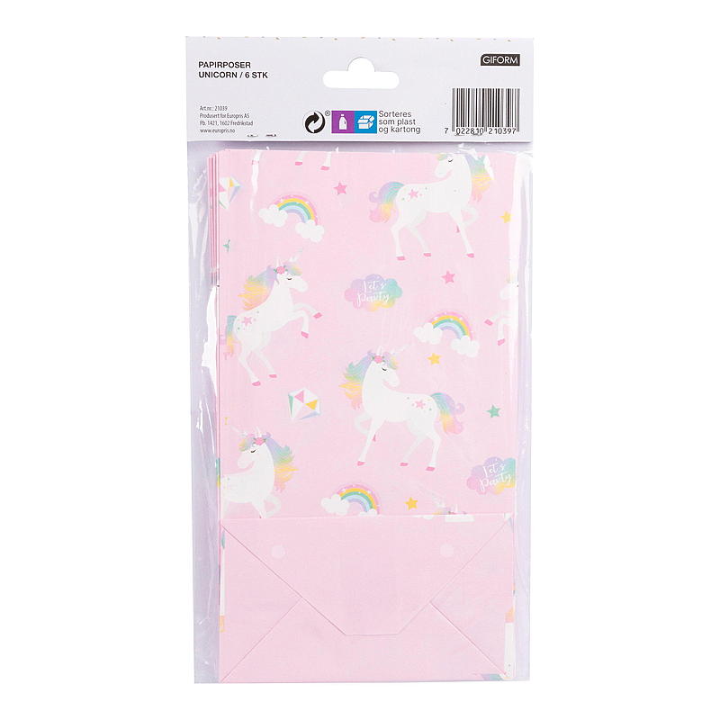Giform Papirpose 6 stk Unicorn