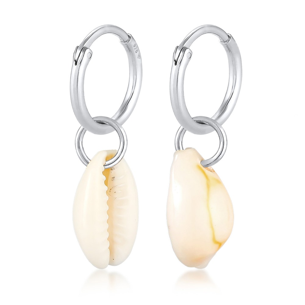 Elli Elli Boucles d'Oreilles Femmes créoles mer vacances tendance avec coquillages cau Boucles d'oreilles