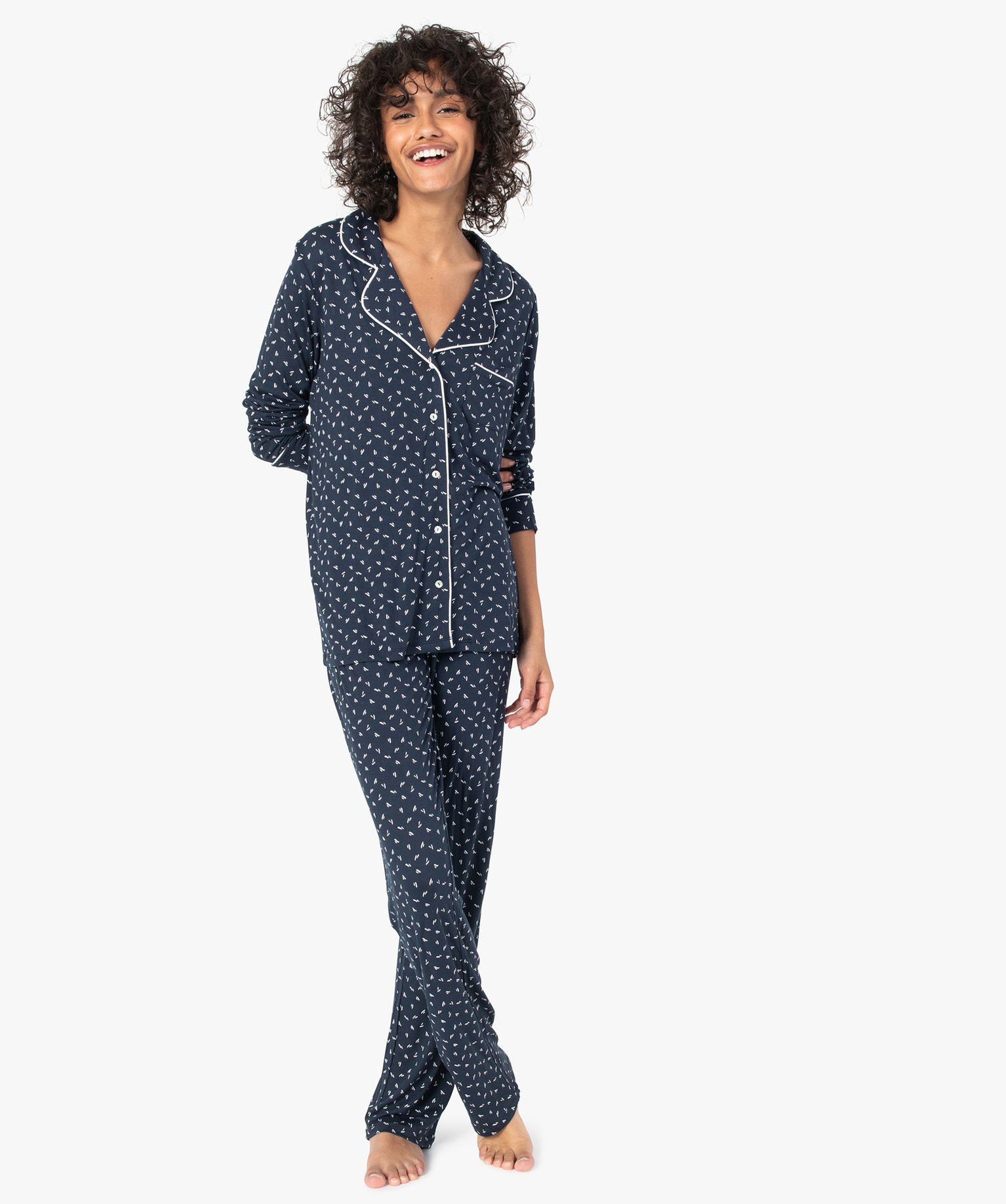 Pyjama deux pièces : chemise et pantalon femme multicolore | GEMO