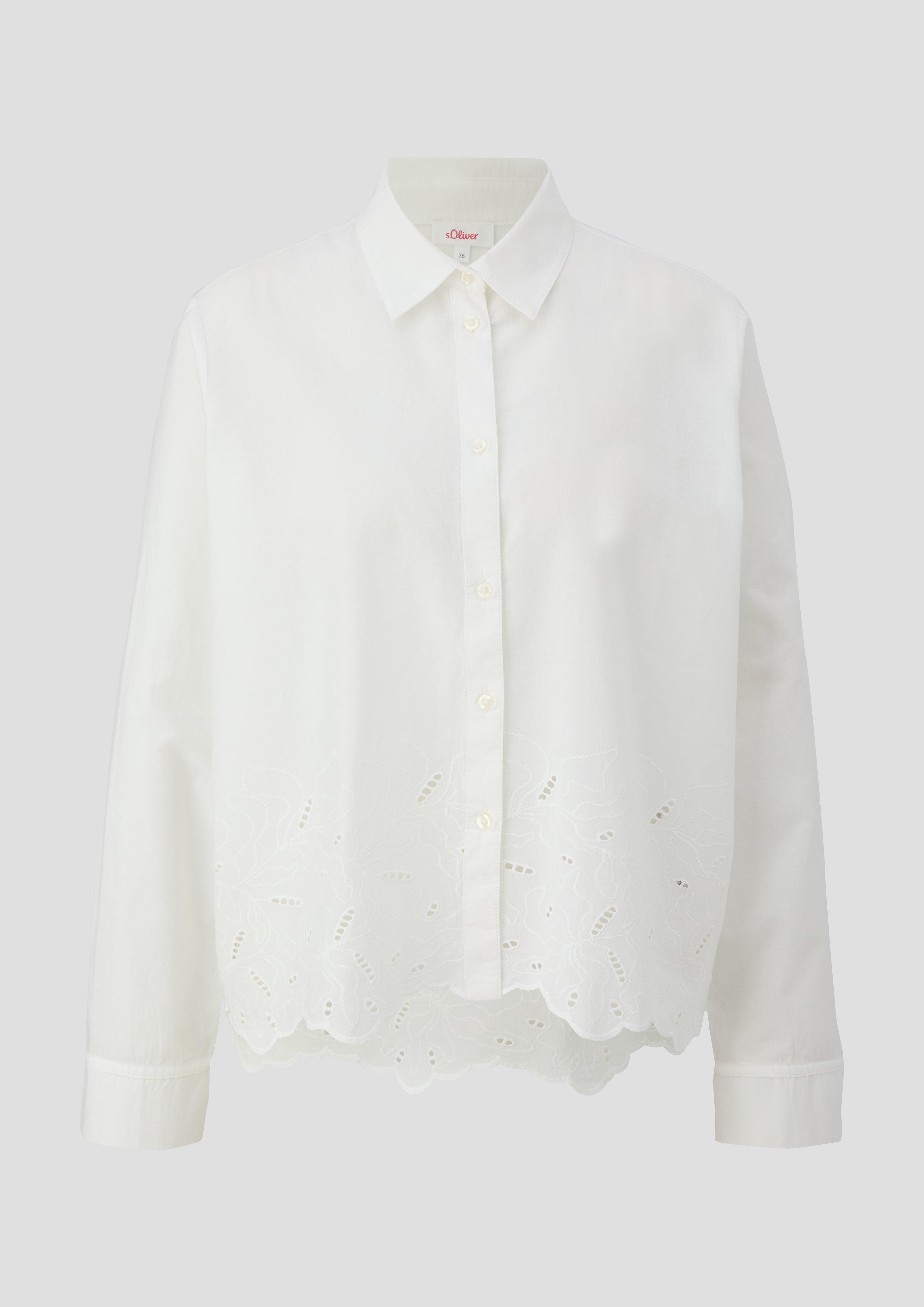 Langarmbluse mit Broderie Anglaise  2144556-0210