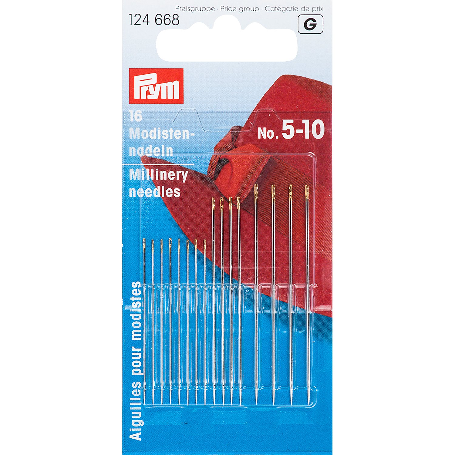 Prym Modisten-Nähnadeln, Stärke: 0,5 –0,8 mm, Länge: 38 – 51 mm, Inhalt: 16 Stück