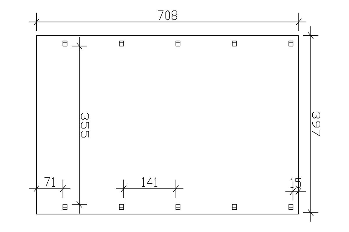 Skanholz Einzelcarport Caravan-Friesland, BxT: 397x708 cm, 350 cm Einfahrtshöhe