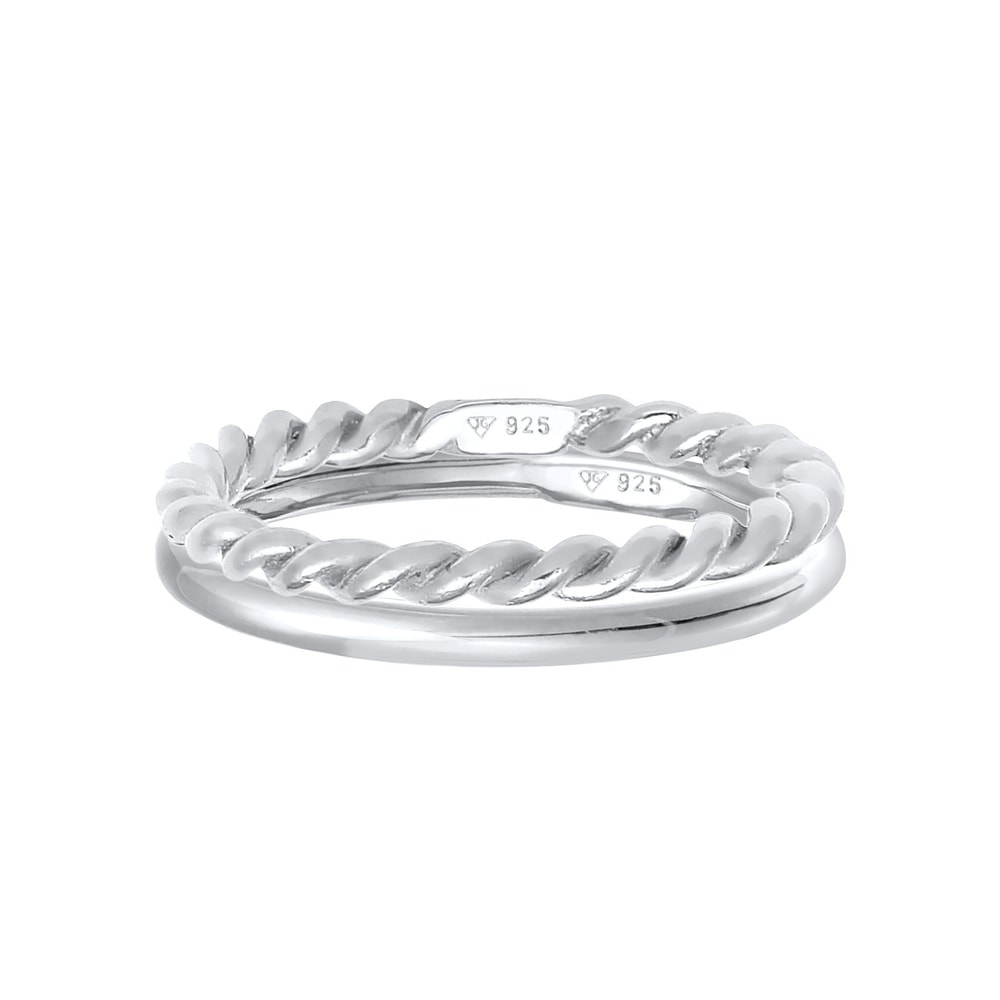 Elli Elli Bague Femmes Twisted Basic Set de 2 en argent sterling 925 Bague