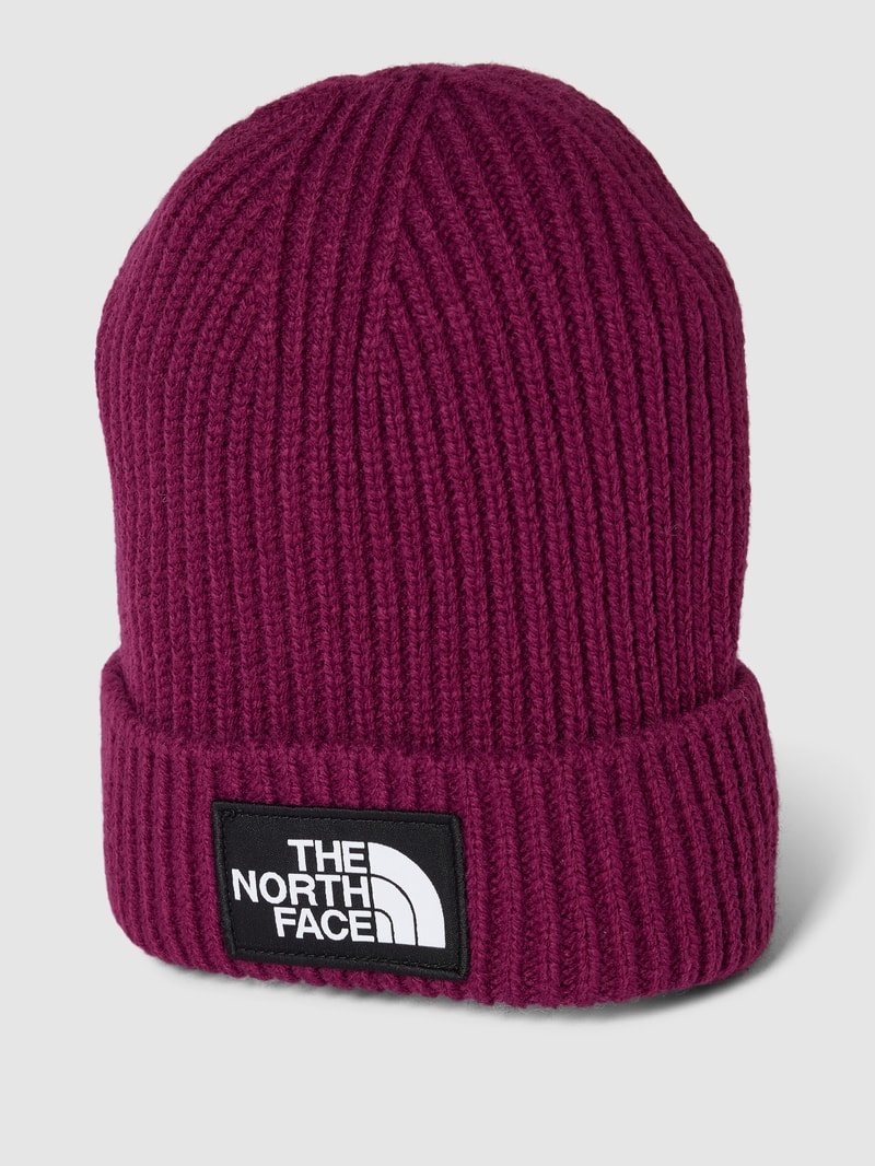 Beanie in Ripp-Optik in kirschrot