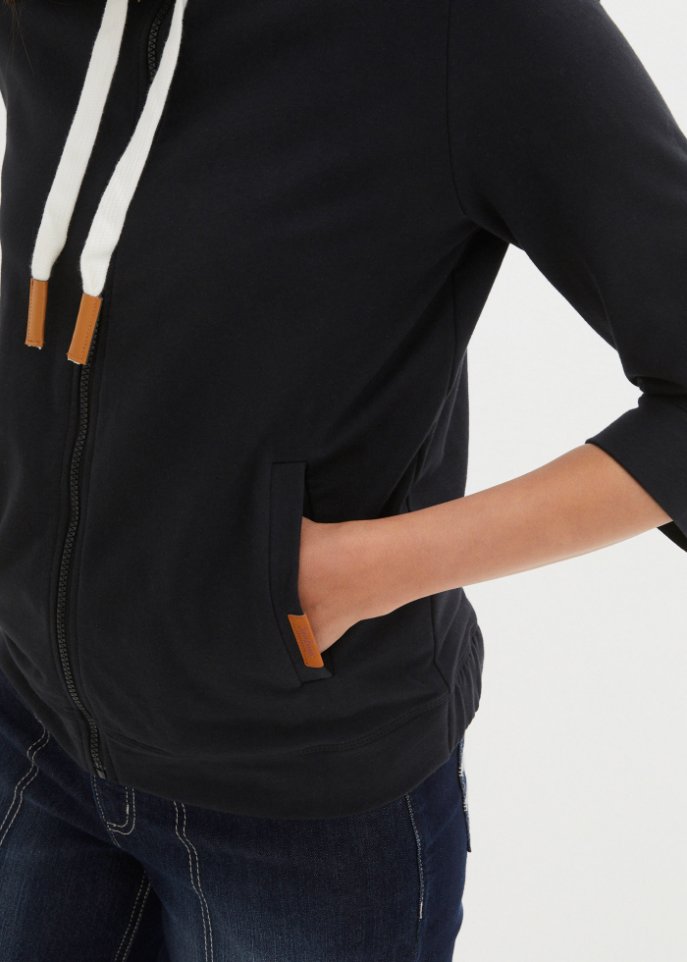 Lockere Sweatjacke, 3/4-Arm