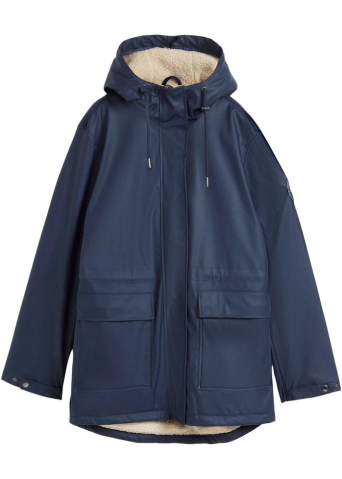 Regenjacke mit Teddyfutter aus wasserdichtem Material