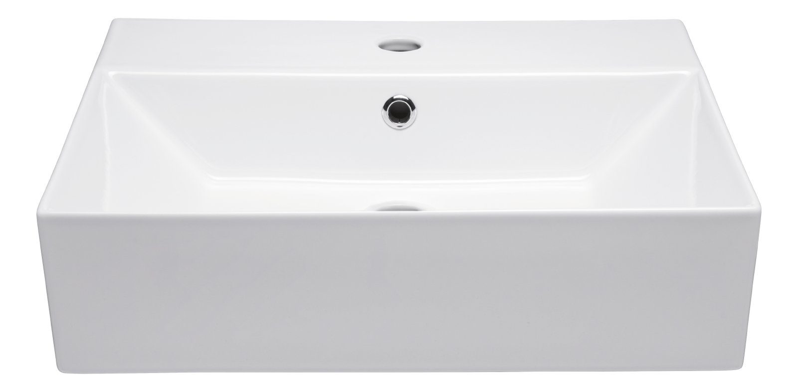 aquaSu Waschbecken Malea (Hänge-Waschtisch, 1-St), 50 cm, Keramik, Weiß, Überlauf, Hahnloch mittig, 562294