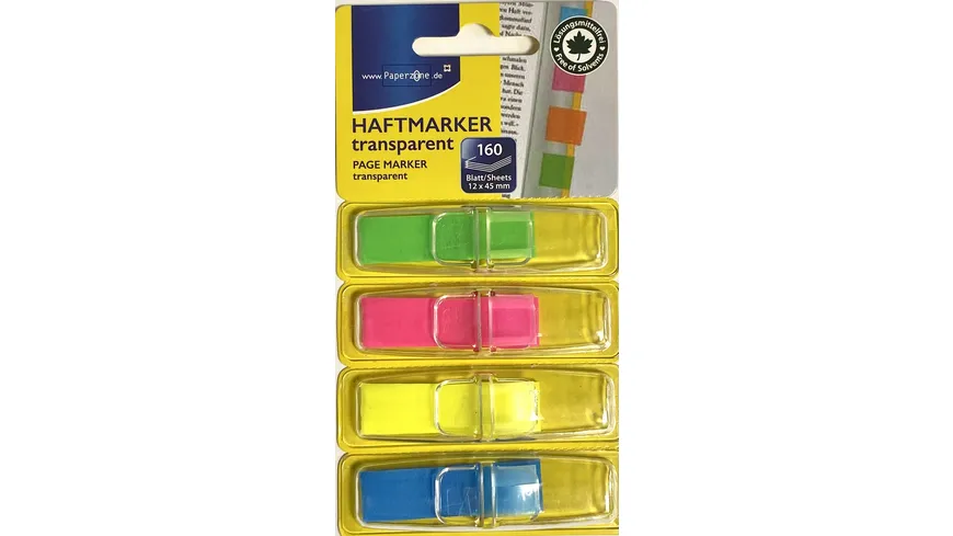 PAPERZONE Haftmarker transparent 160 Blatt 12 x 45mm