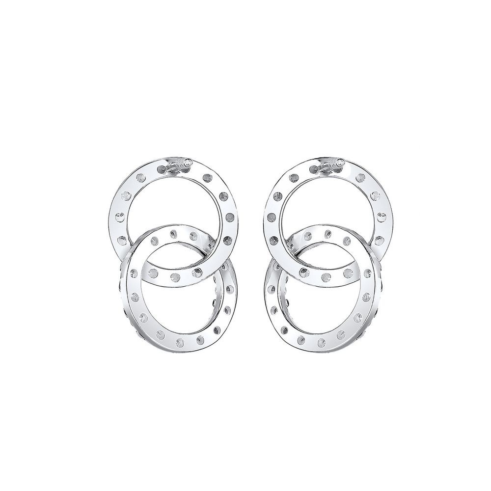 Elli Elli Boucles d'Oreilles Geo Cercle Cristail  Femme  (925/1000) Argent Boucles d'oreilles