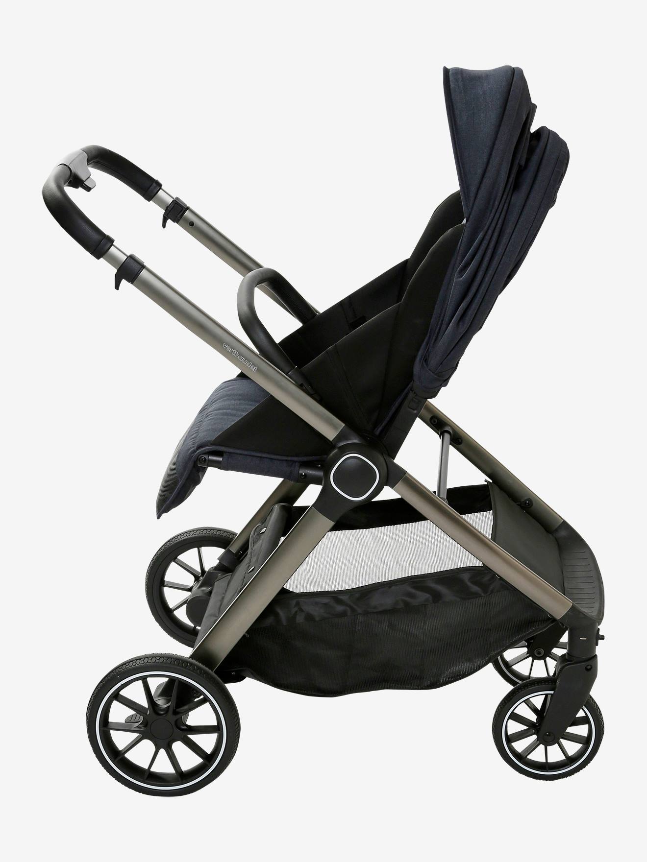 Vertbaudet Kombi-Kinderwagen AURIGA mit Babyschale & Babywanne - schiefergrau