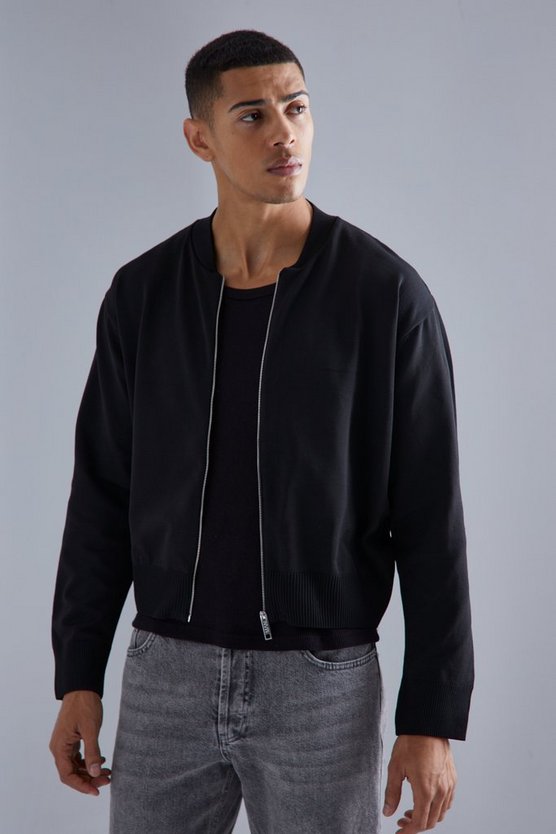 Kastige smarte Strick-Bomberjacke