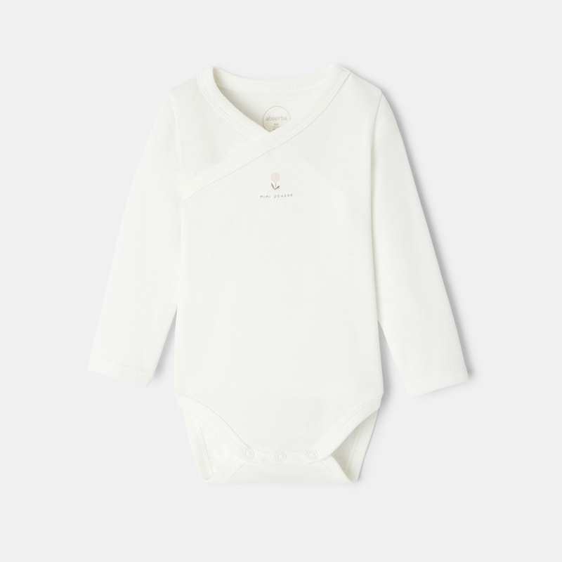 Lot de 3 bodies cœur croisé à manches longues en coton bio rose naissance Absorba