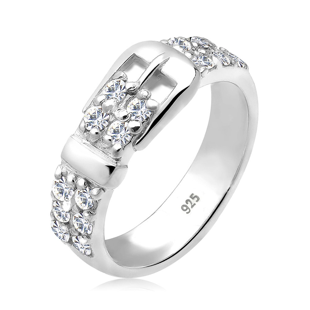 Elli Elli Bague Femme Motif de Ceinture Amusant avec des Cristaux en Argent Sterling 9 Bague