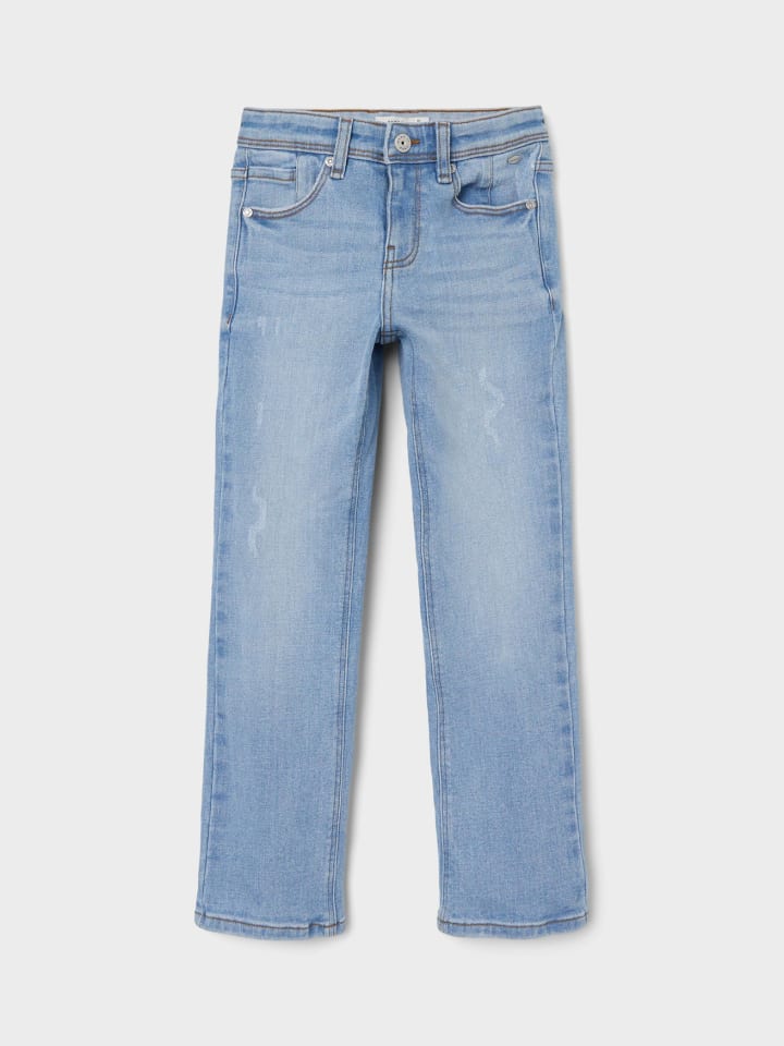 name it Straight Leg Denim Jeans mit verstellbarem Bund NKMSILAS in Hellblau günstig kaufen