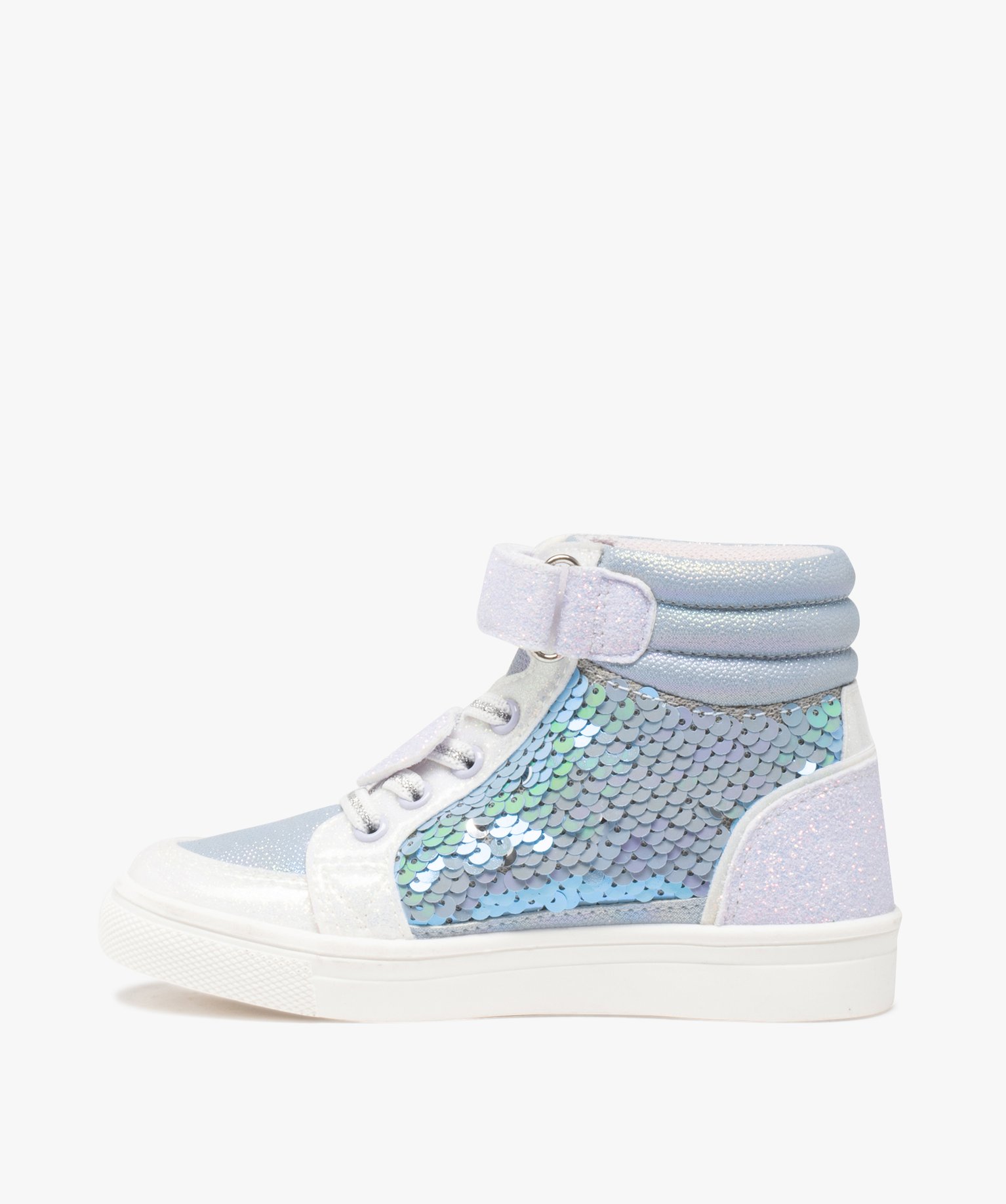Baskets fille mid-cut licorne avec sequins et paillettes blanc | GEMO