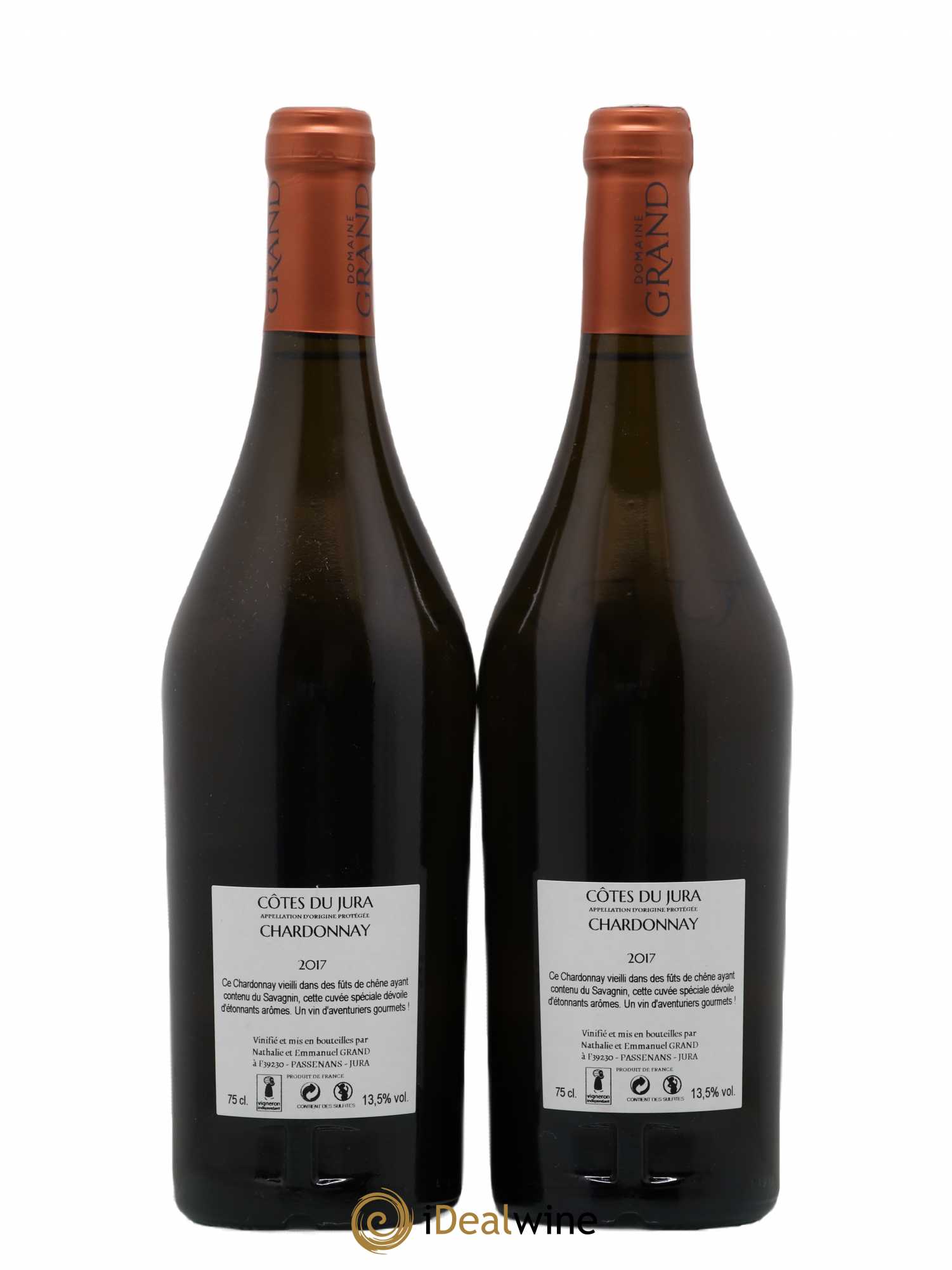 Côtes du Jura Chardonnay Domaine Grand 2017 - Lot de 2 Bouteilles