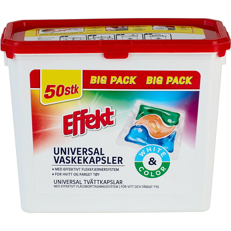 Effekt Vaskekapsler 50 stk, Universal, Effekt