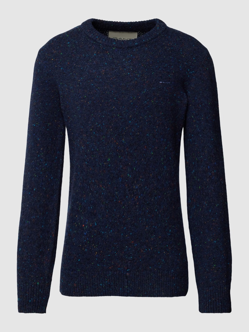 Strickpullover mit Rundhalsausschnitt in marineblau