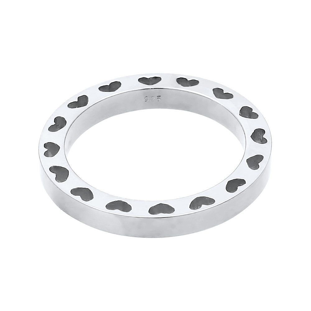 Elli Elli Bague Coeur Cut-Out Élégant Bague Femme - Argent (925/1000) Bague