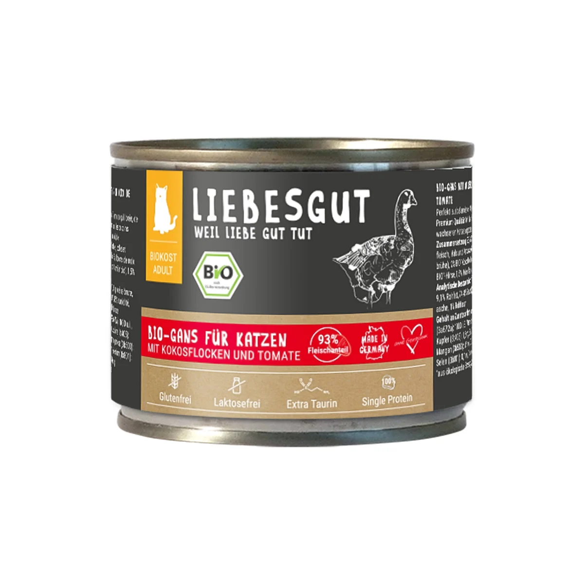 Liebesgut Biokost Adult Katze mit Gans, Kokos und Tomate