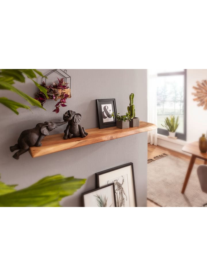 KADIMA DESIGN Wandregal mit Baumkante Massivholz 80 cm, Design Schweberegal günstig kaufen