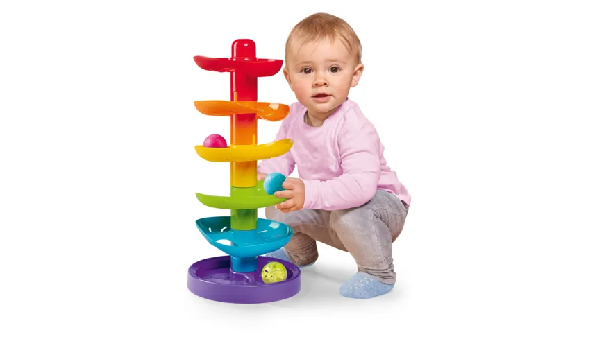Simba - ABC - Regenbogen Kugelturm, 5 Ebenen, 1 Standfläche, 2 farbige Bälle, 1 transparenter Ball mit Glöckchen